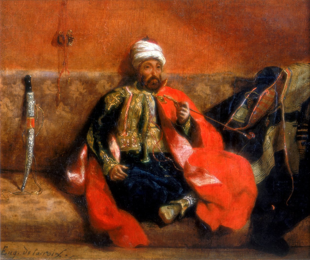 Turk sedí a kouří na gauči, 19. století od Ferdinand Victor Eugene Delacroix
