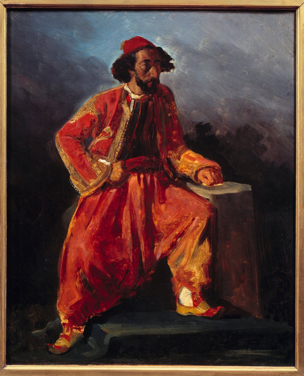 Turecké posezení. Předpokládaný portrét Paula Barroilheta (1805 - 1871), lyrika. Obraz Eugene Delacroix (1798-1863) od Ferdinand Victor Eugene Delacroix