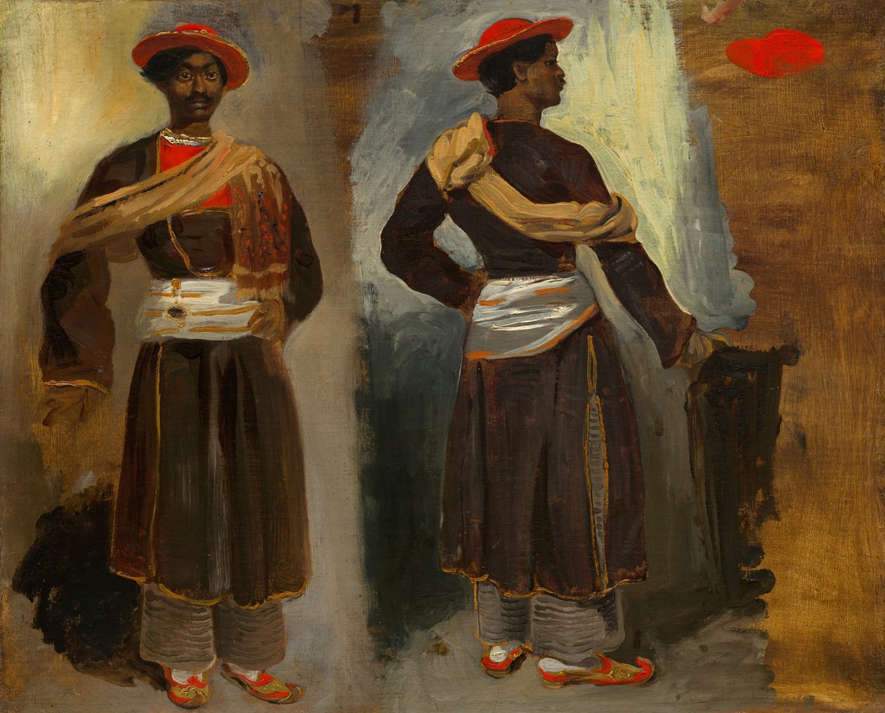 Dvě studie stojícího Indiána z Kalkaty, c. 1823-24 (olej na plátně) od Ferdinand Victor Eugene Delacroix