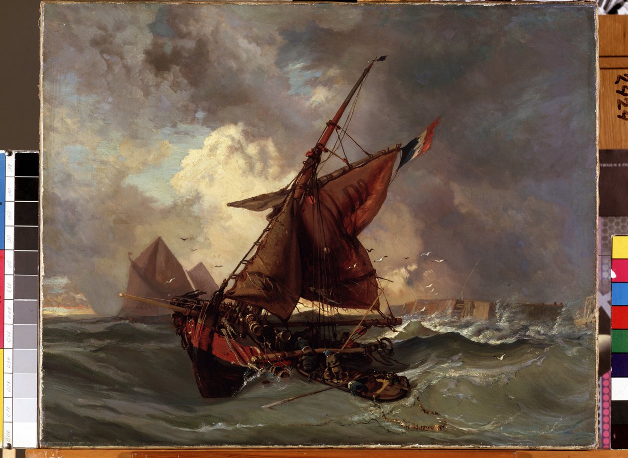 ""Loď v bouři"" (Lodě na rozbouřeném moři) Obraz Eugene Delacroix (1798-1863) Mikalojus Konstantinas Ciurlionis Museum of Fine Arts z 19. století, Kaunas, Litva od Ferdinand Victor Eugene Delacroix