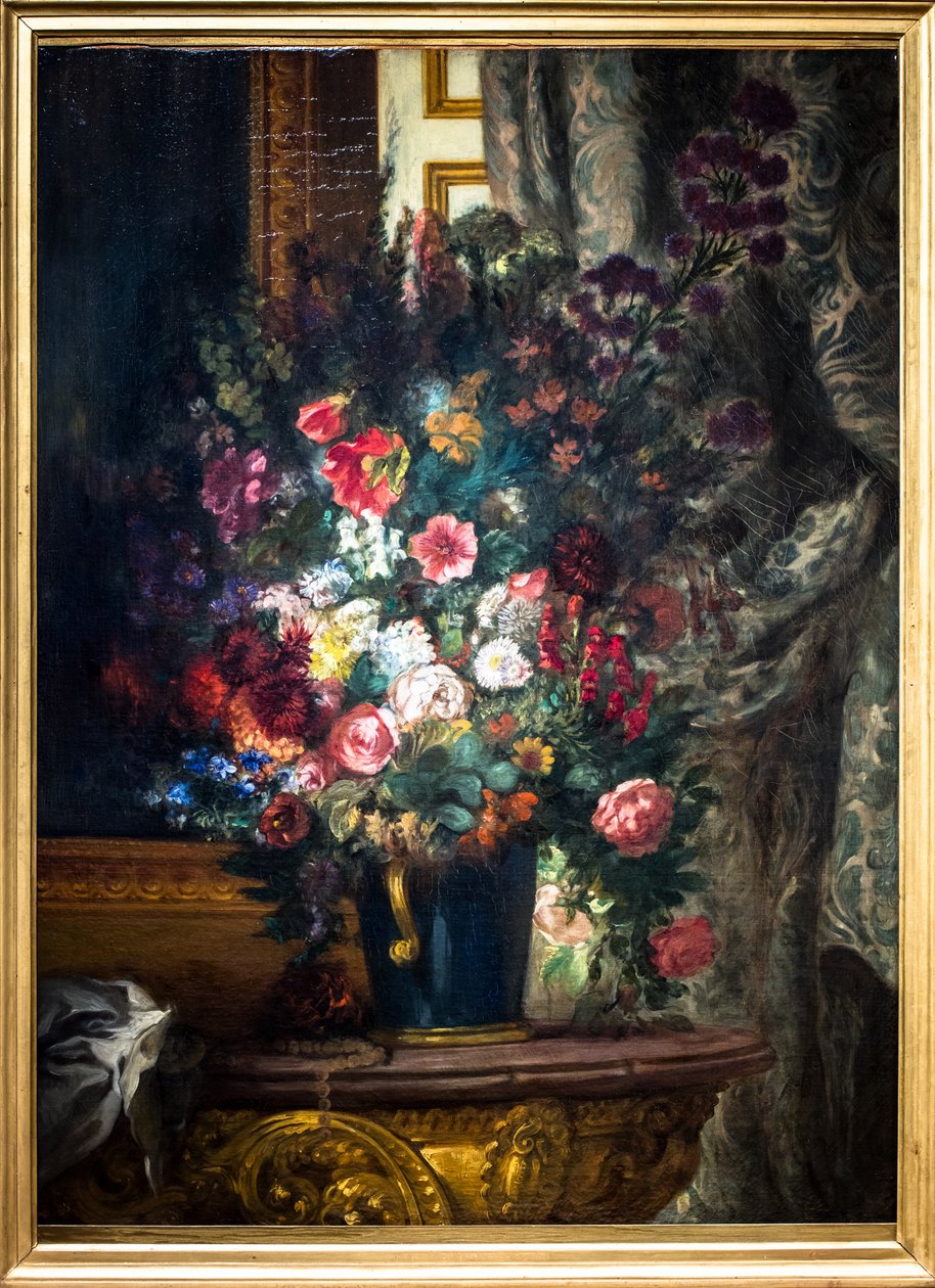 Váza s květinami na konzole od Ferdinand Victor Eugene Delacroix