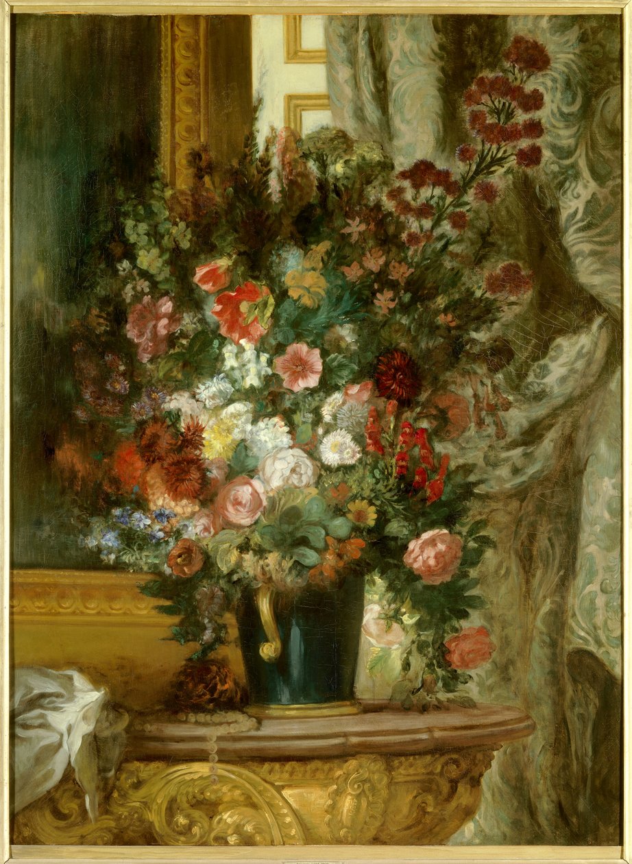 Váza s květinami na konzole Malba Eugena Delacroixe (1798-1863) 1850 Rozm.1,35 x 1,02 m Montauban, Musee Ingres od Ferdinand Victor Eugene Delacroix