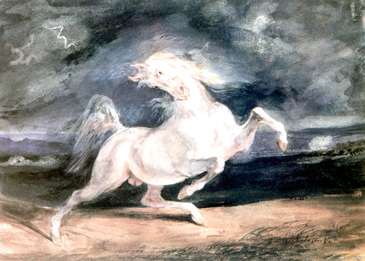 Bílý kůň, 19. století od Ferdinand Victor Eugene Delacroix