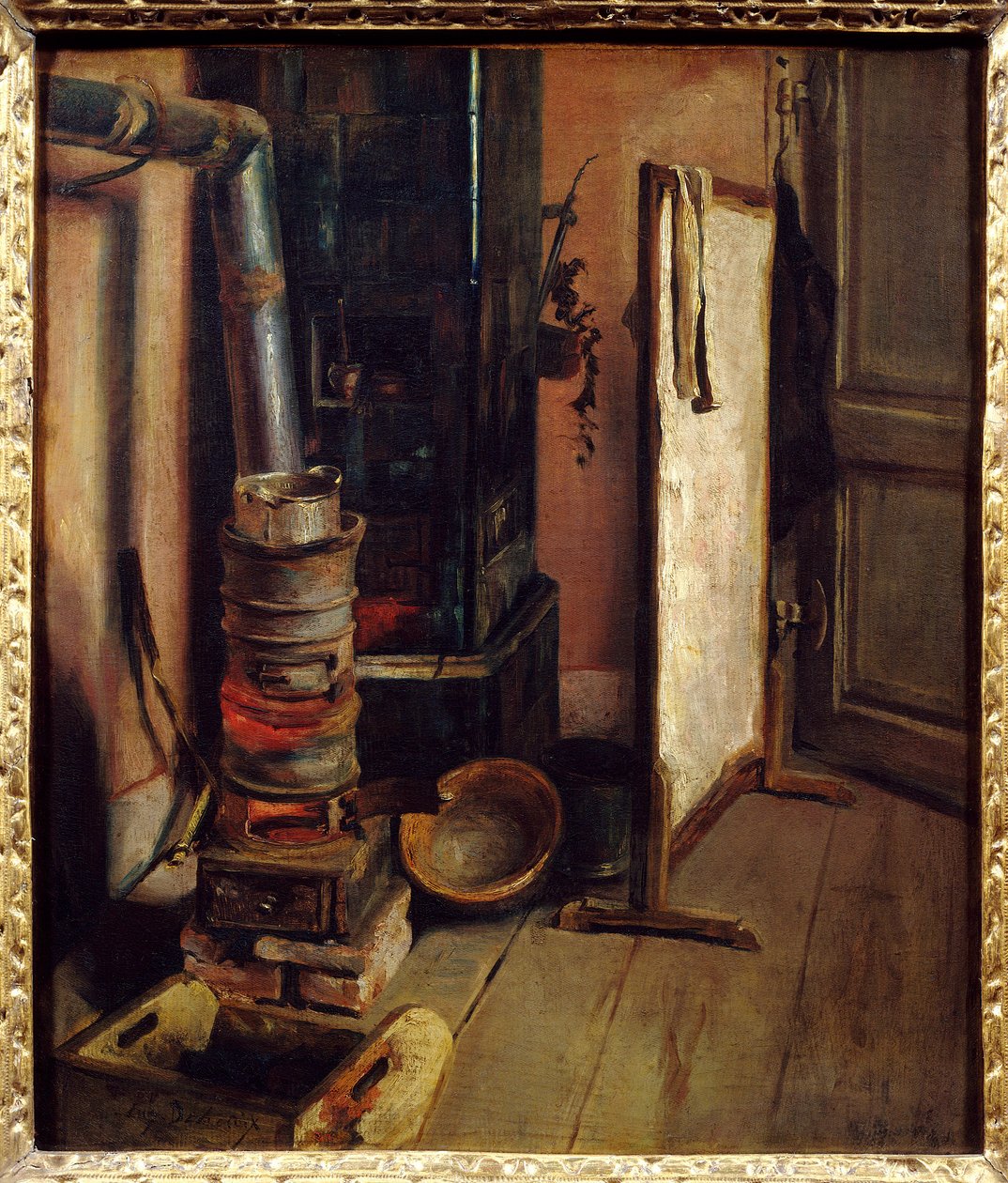Dílenský kout, malířská kamna od Eugena Delacroixe (1798-1863). Slunce 19. století. 0,51 x 0,44 m. Paříž. muzeum Louvre od Ferdinand Victor Eugene Delacroix