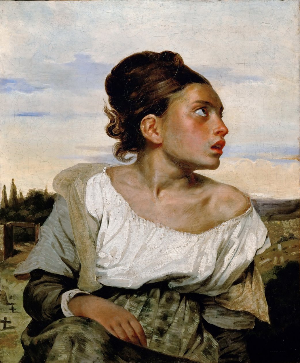 Osiřelá dívka na hřbitově od Ferdinand Victor Eugene Delacroix