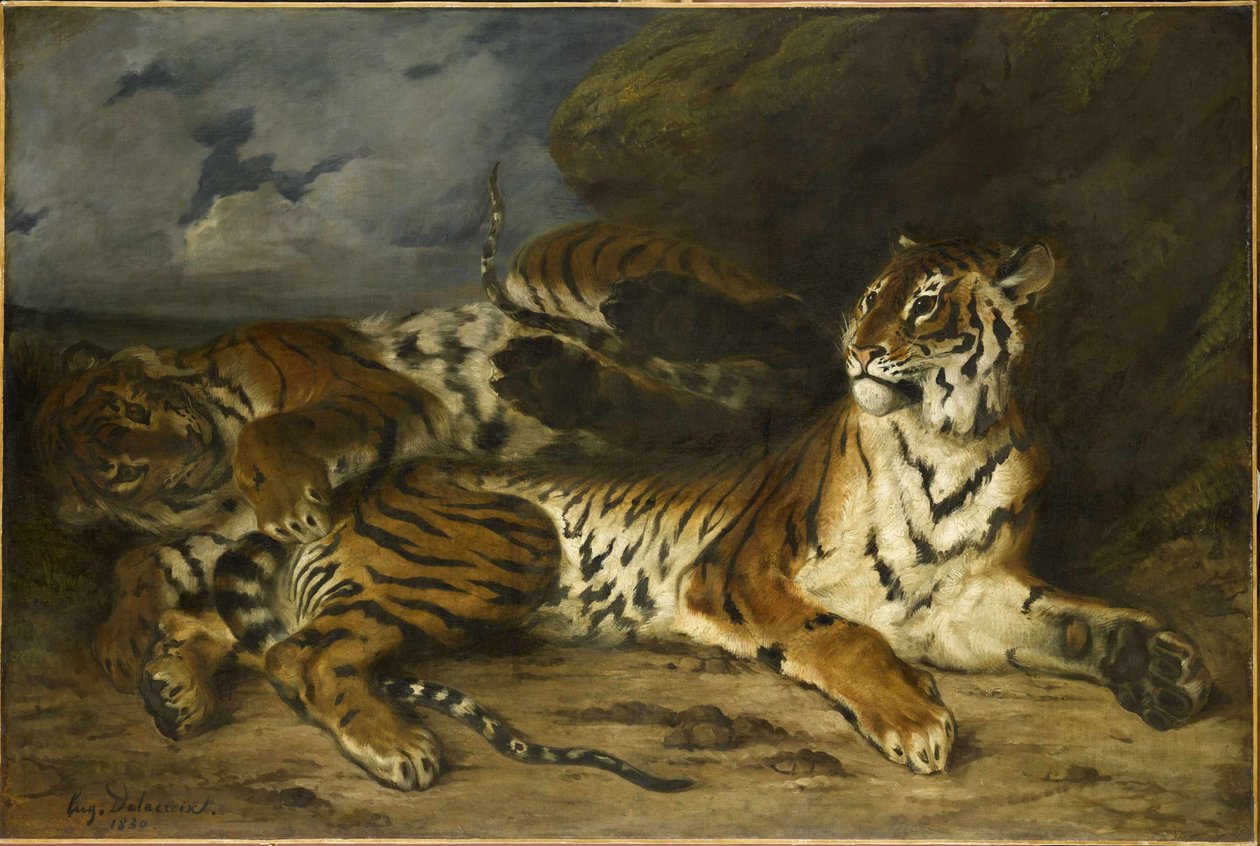 Mladý tygr si hraje s matkou, 1830. od Ferdinand Victor Eugene Delacroix