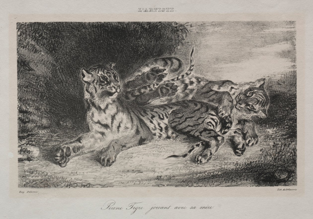 Mladý tygr si hraje s matkou, 1831. od Ferdinand Victor Eugene Delacroix