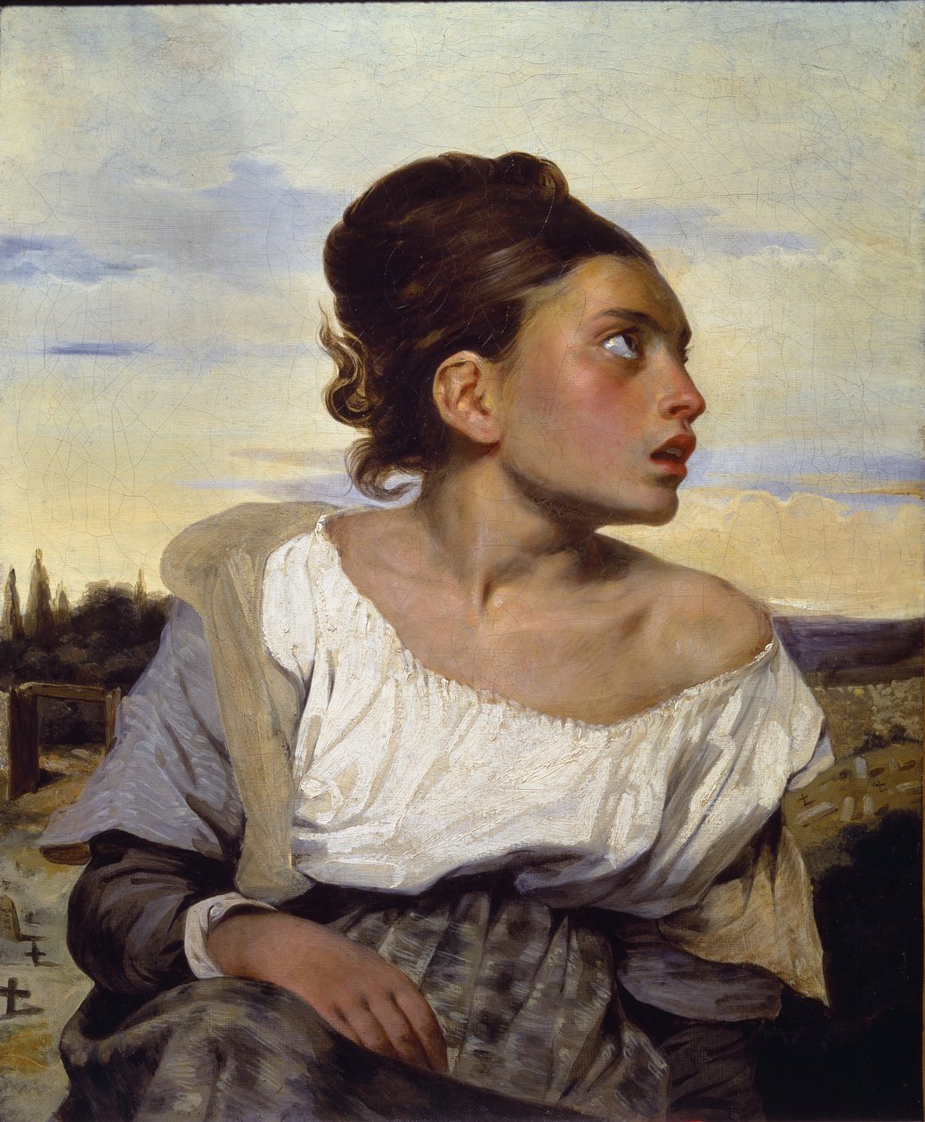 Mladý sirotek na hřbitově - olej na plátně od Ferdinand Victor Eugene Delacroix
