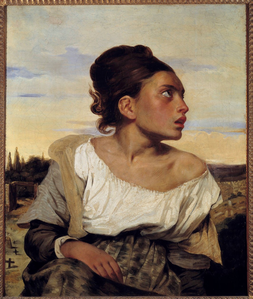 Mladý sirotek na hřbitově Obraz Eugena Delacroixe (1798-1863) 1824 Ne. 0,65x0,54 m od Ferdinand Victor Eugene Delacroix