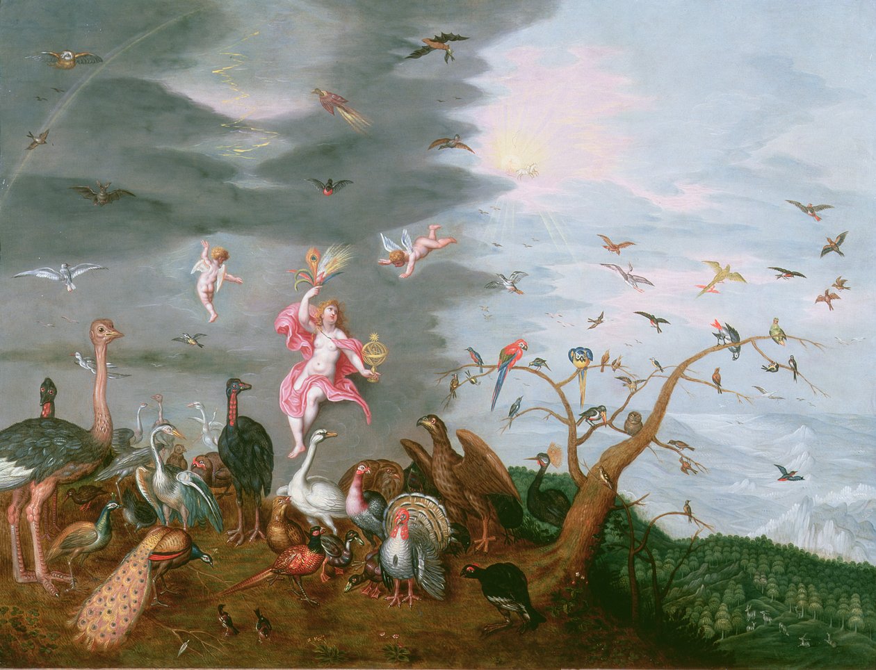 Alegorie vzduchu (olej na mědi) od Ferdinand van Kessel