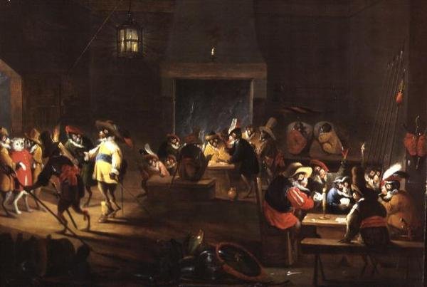 Opice v interiéru hospody od Ferdinand van Kessel