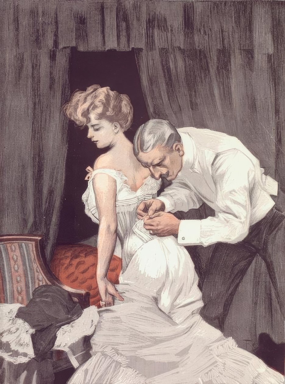 Podezření. Zvláštní, dnes ráno to byl uzel a teď je to smyčka. od Ferdinand von Reznicek