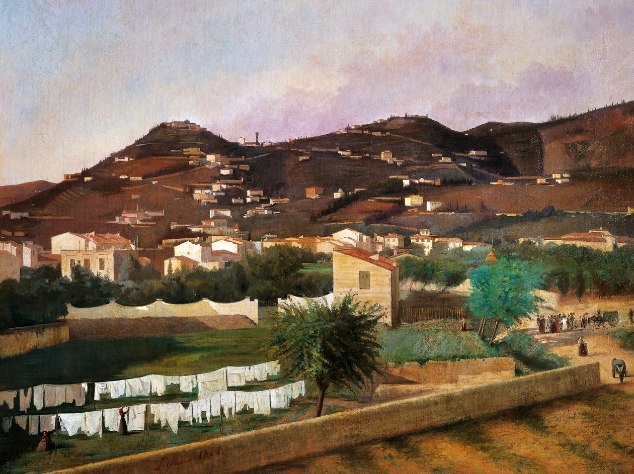 Pohled na kopec Fiesole od Ferdinanda Buonamiciho (1820-92), olej na plátně, 88x119 cm od Ferdinando Buonamici