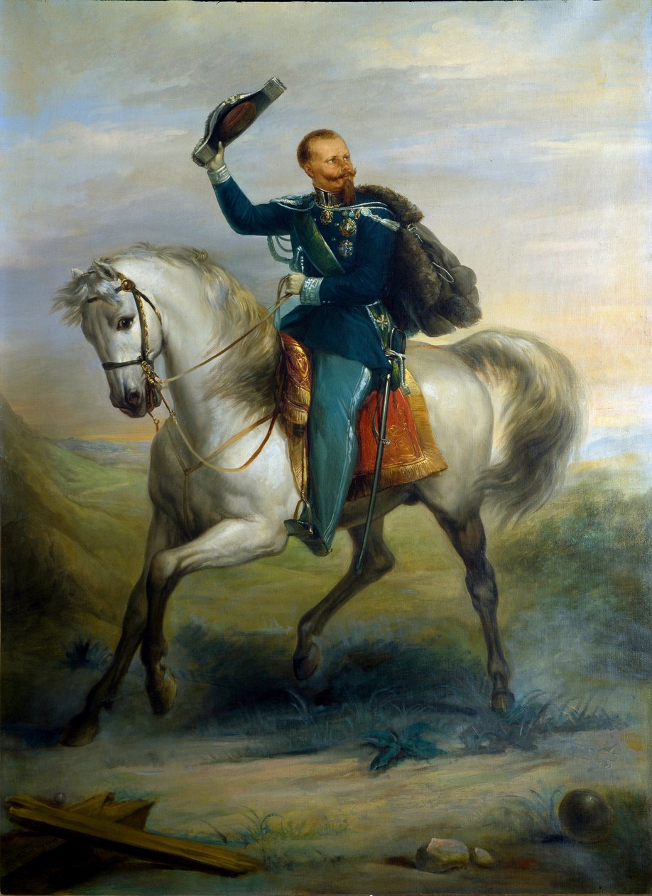 Portrét italského krále Vittoria Emanuela na koni od Ferdinando Folchi