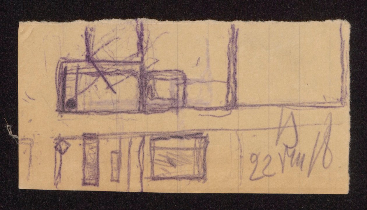 Entwürfe für den Umbau der "Mauer" in Bohdanów - Plan der Gutshofanlagen (?) od Ferdynand Ruszczyc