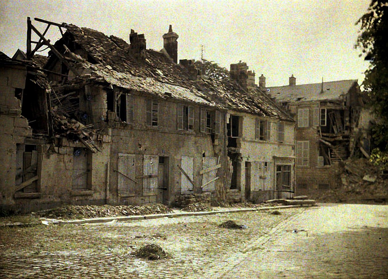 Pohled na ruiny, Soissons, Aisne, Francie, 1917 (autochrom) od Fernand Cuville