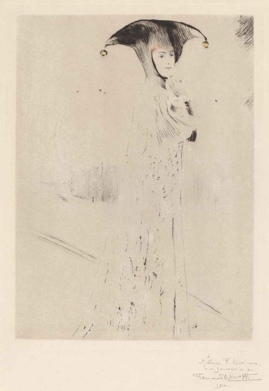 The Bells, 1905 (suchá jehla a barevná tužka na položený papír) od Fernand Khnopff