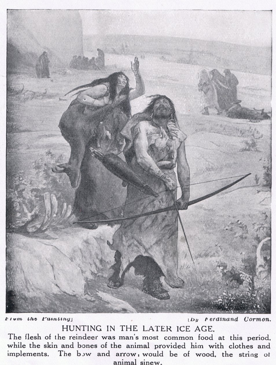 Lov v pozdější době ledové, ilustrace z „Hutchinsonových dějin národů“, kolem roku 1910 od Fernand Cormon