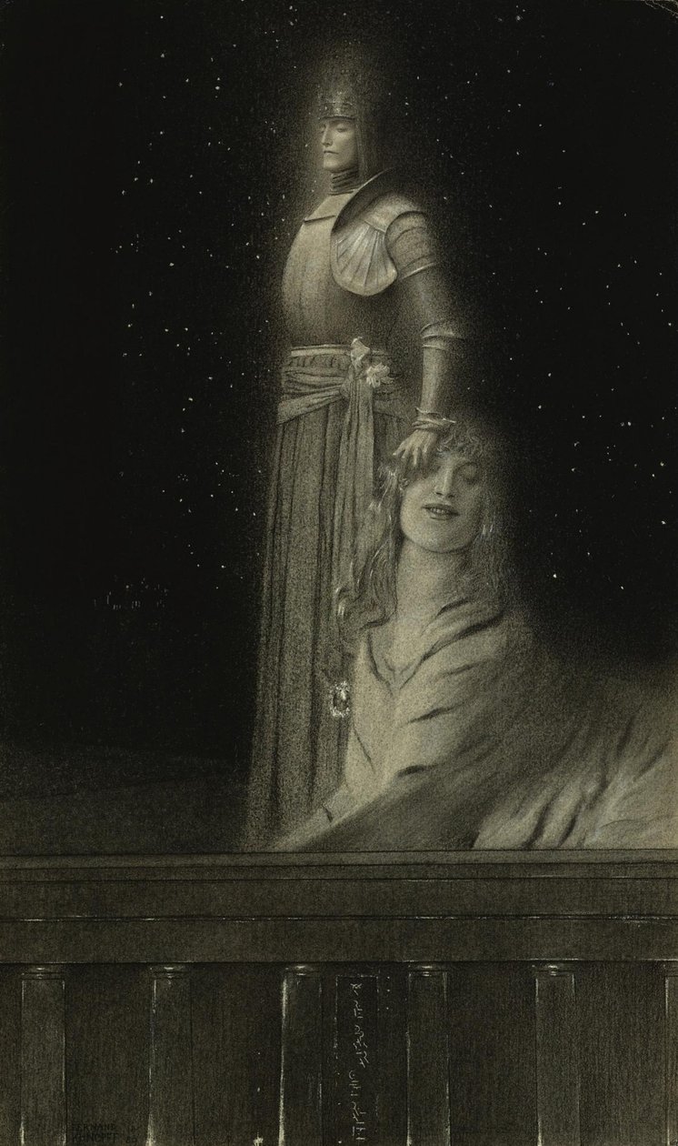 Avec Verhaeren: Un Ange With Verhaeren: An Angel, 1889. od Fernand Khnopff