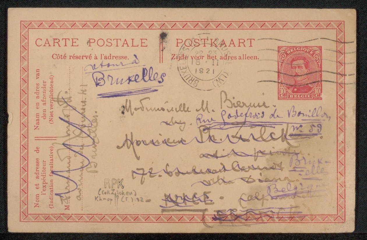 Postkarte an Maria Biermé od Fernand Khnopff