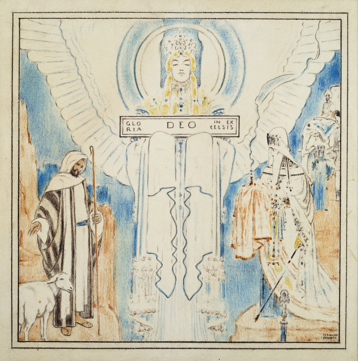 Vánoční anděl; Vánoční anděl, od Fernand Khnopff