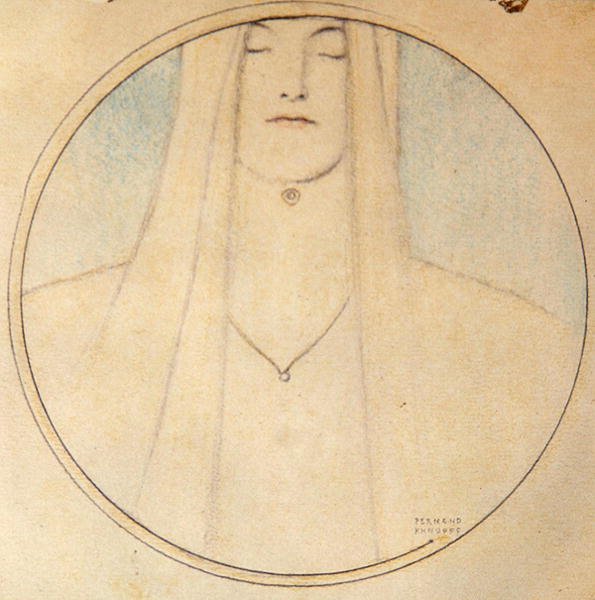 Hlava ženy (pastel na papíře) od Fernand Khnopff