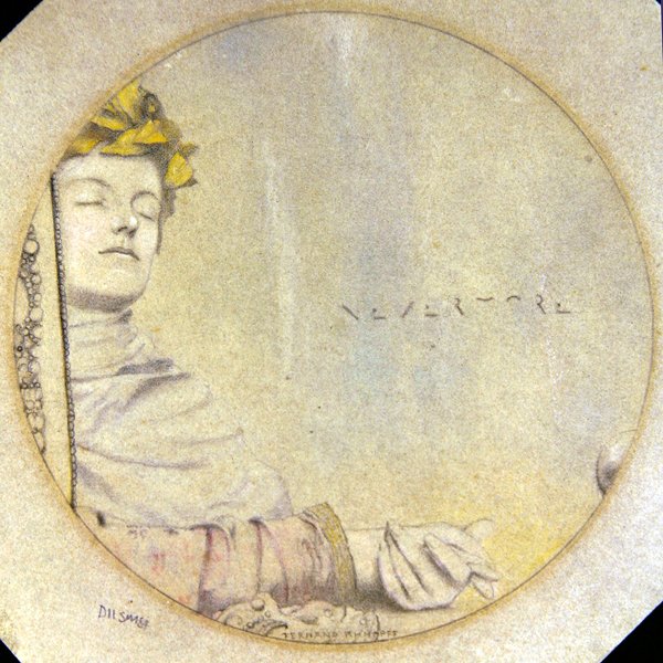 Už nikdy (tužka a barevné křídy na papíře) od Fernand Khnopff