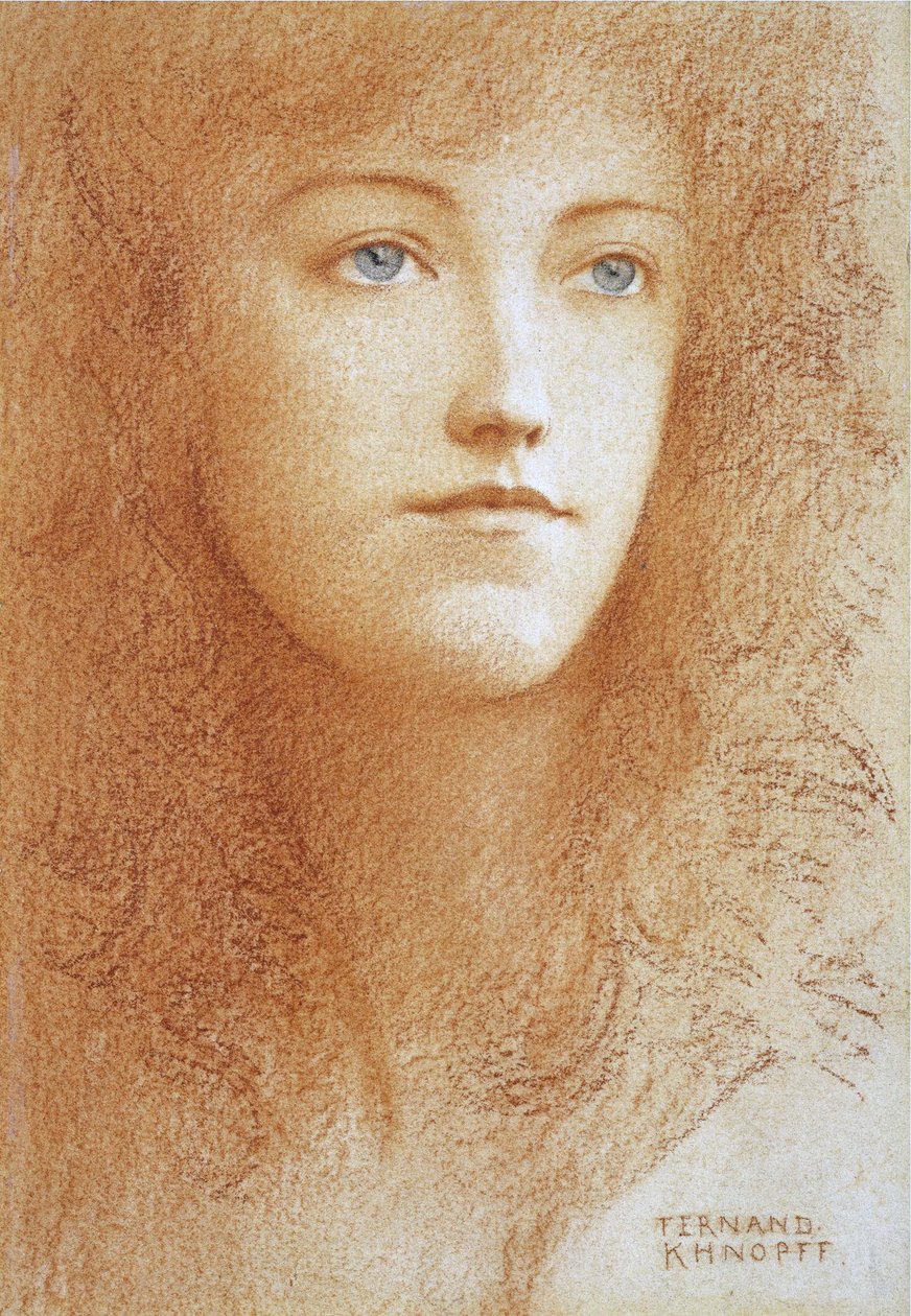 "Portrét mladé anglické ženy"" Sanguine na papíře Fernand Khnopff (1858-1921) Soukromá sbírka kolem roku 1890 od Fernand Khnopff