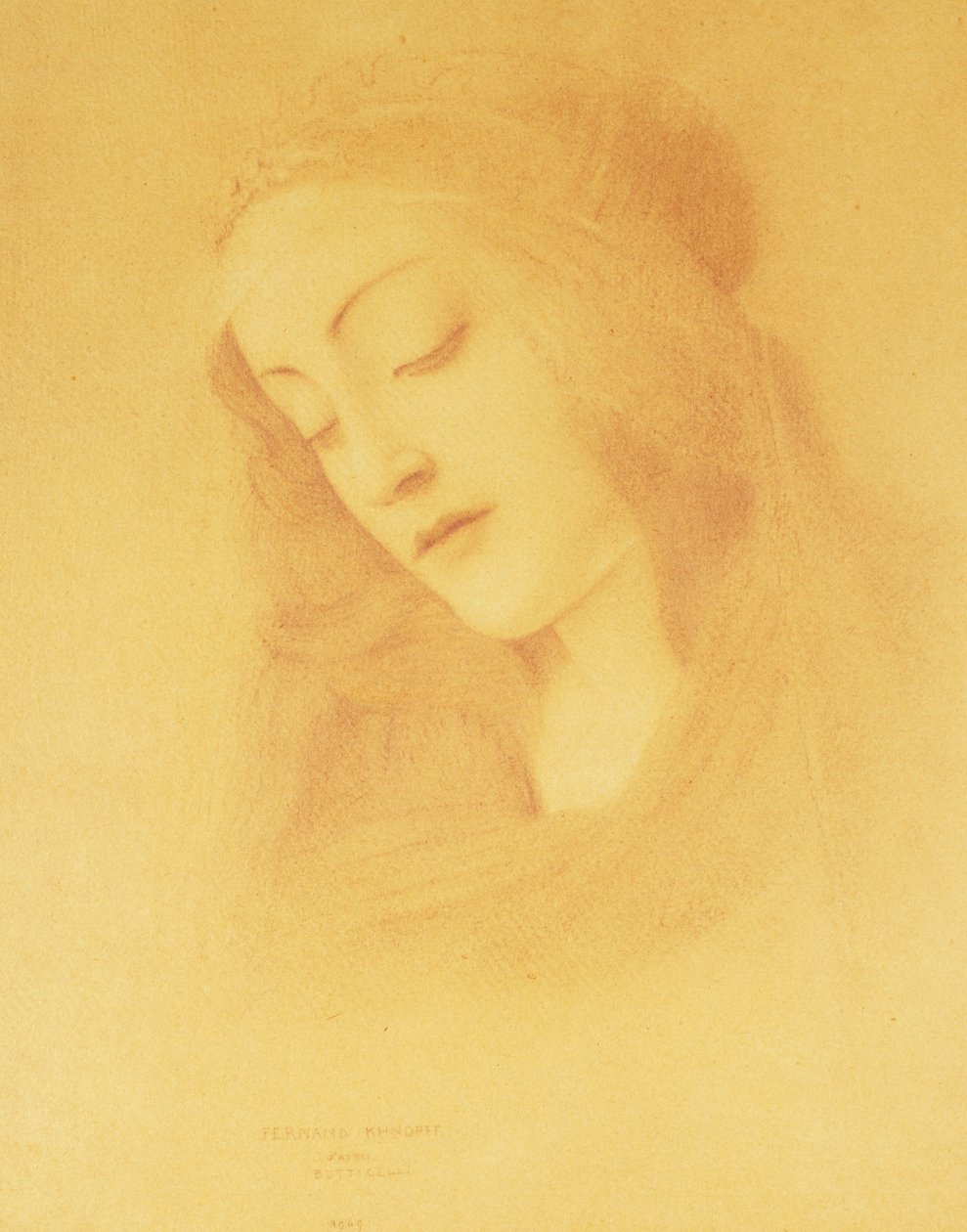 Panna po Botticellim; La Vierge d "Apres Botticelli, 1909 od Fernand Khnopff