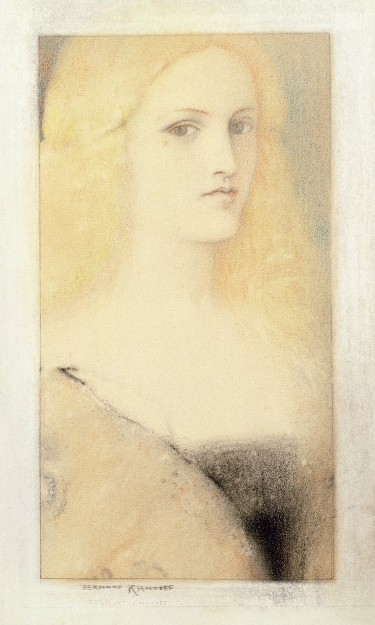 Venetian Memory (pastel a tužka na plátně) od Fernand Khnopff