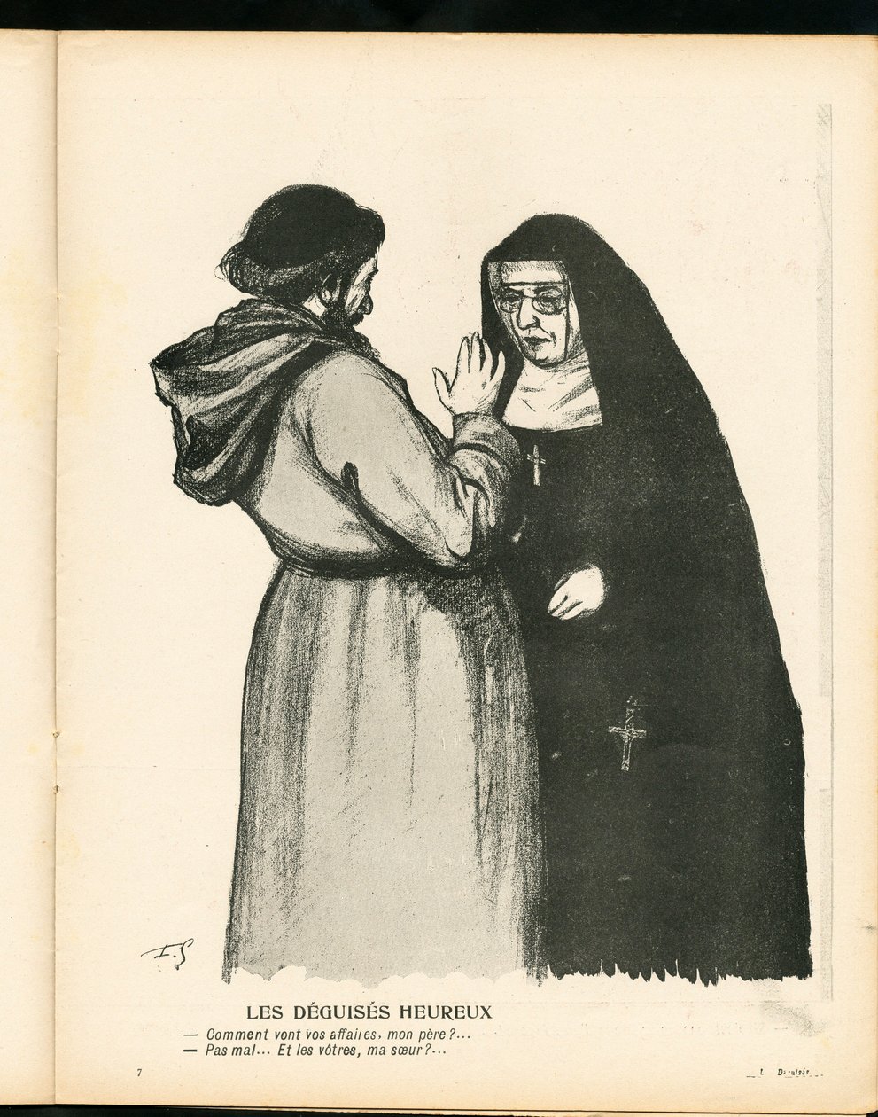 Máslový talíř, číslo 209, satirický v B&W od Fernand Louis Gottlob