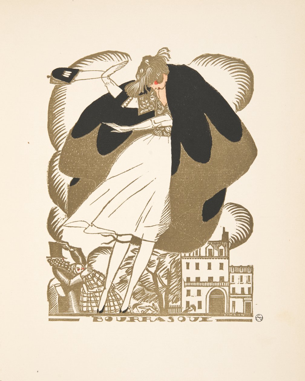 Bourrasque, ze sbírky módních talířů, 1920 (pochoir print) od Fernand Siméon