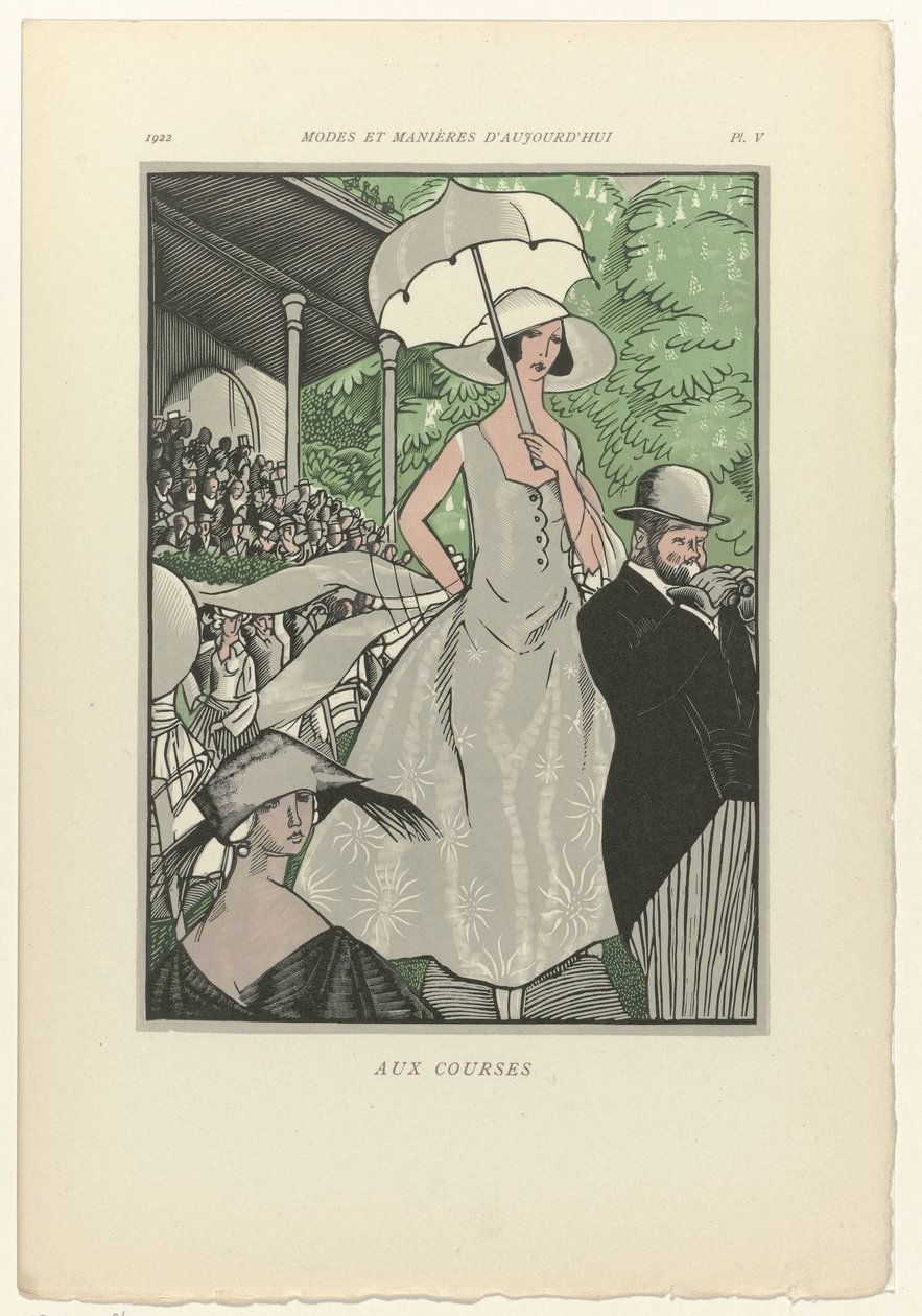 Módy a způsoby dneška, 1922, Pl. 5: Na závodech od Fernand Siméon