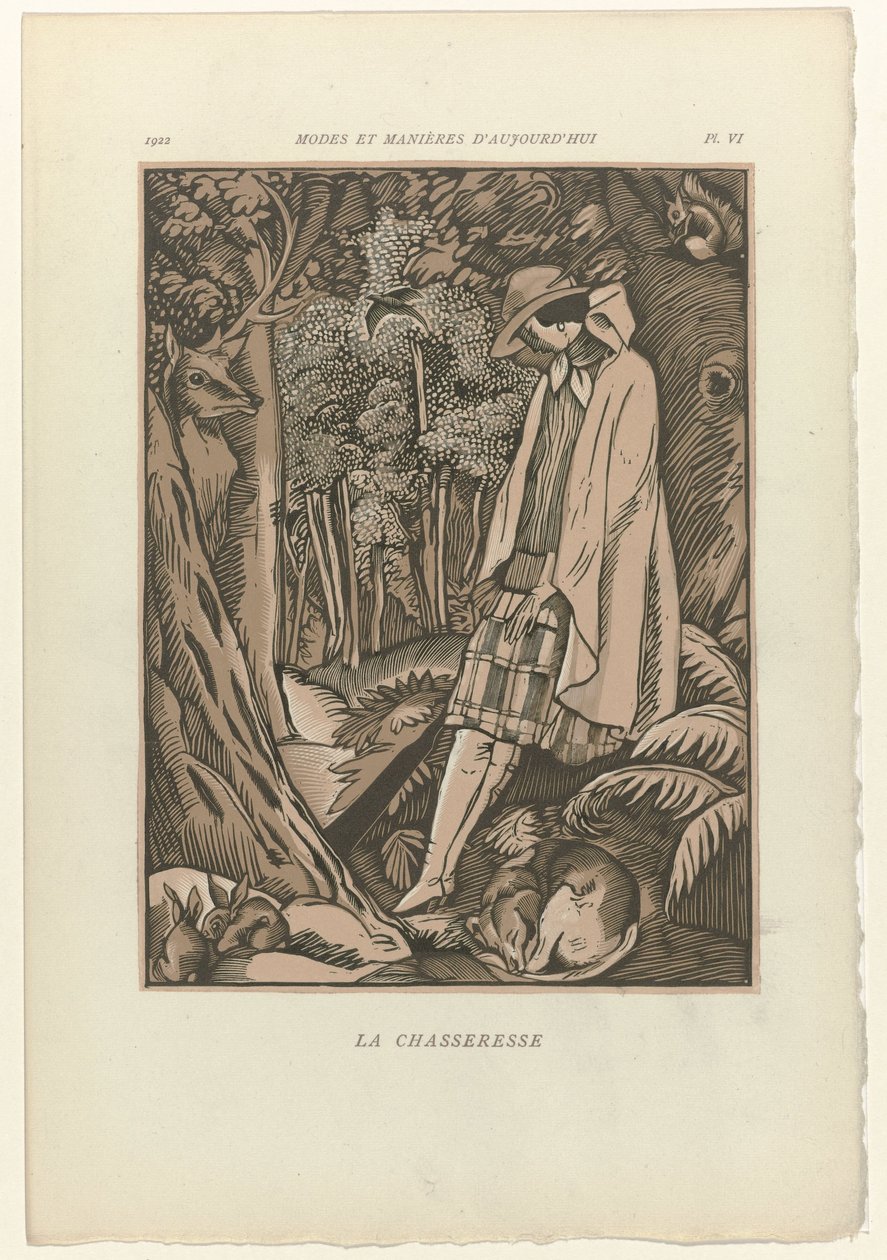 Módy a způsoby dneška, 1922, Pl. 6: Lovkyně od Fernand Siméon