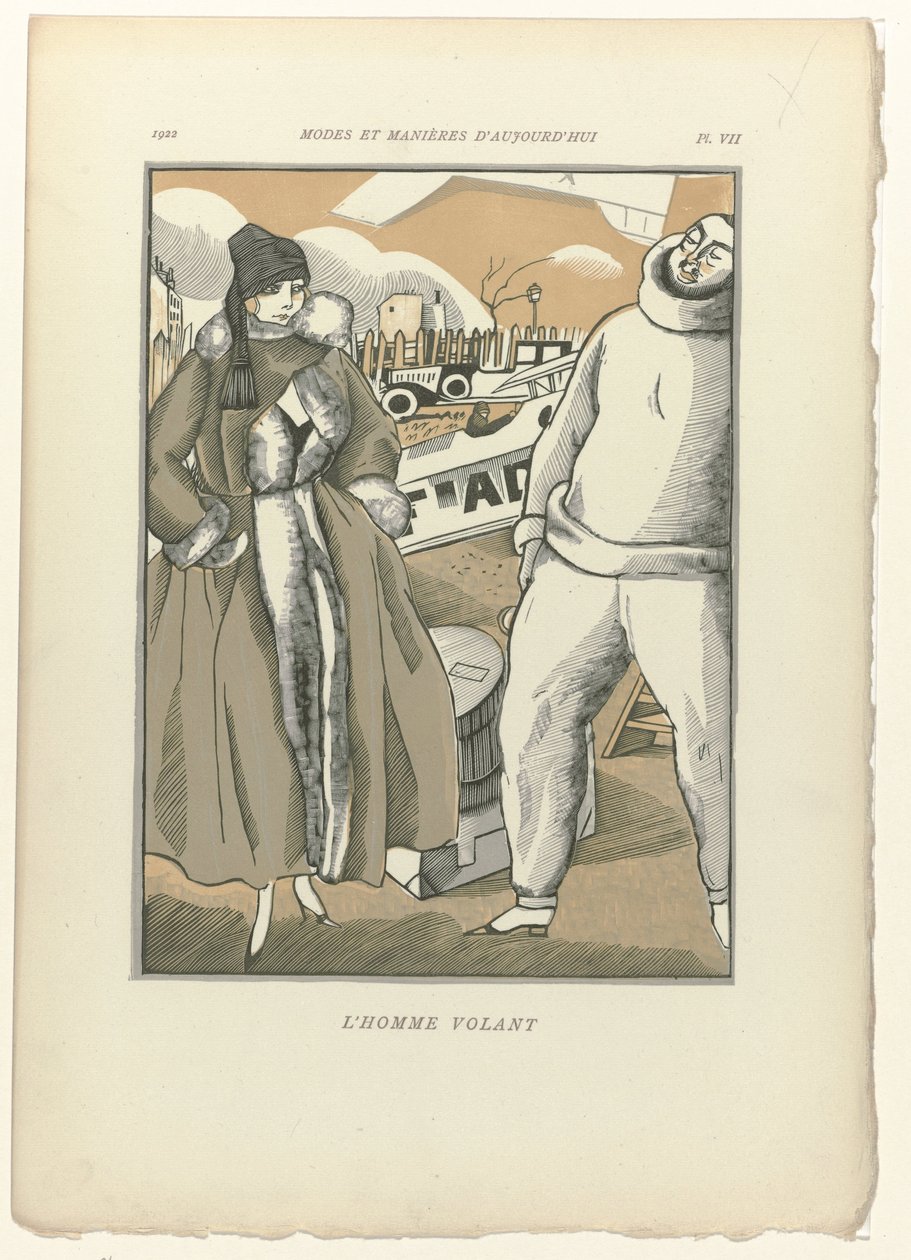 Móda a způsoby dneška, 1922, Pl. 7: Létající muž od Fernand Siméon