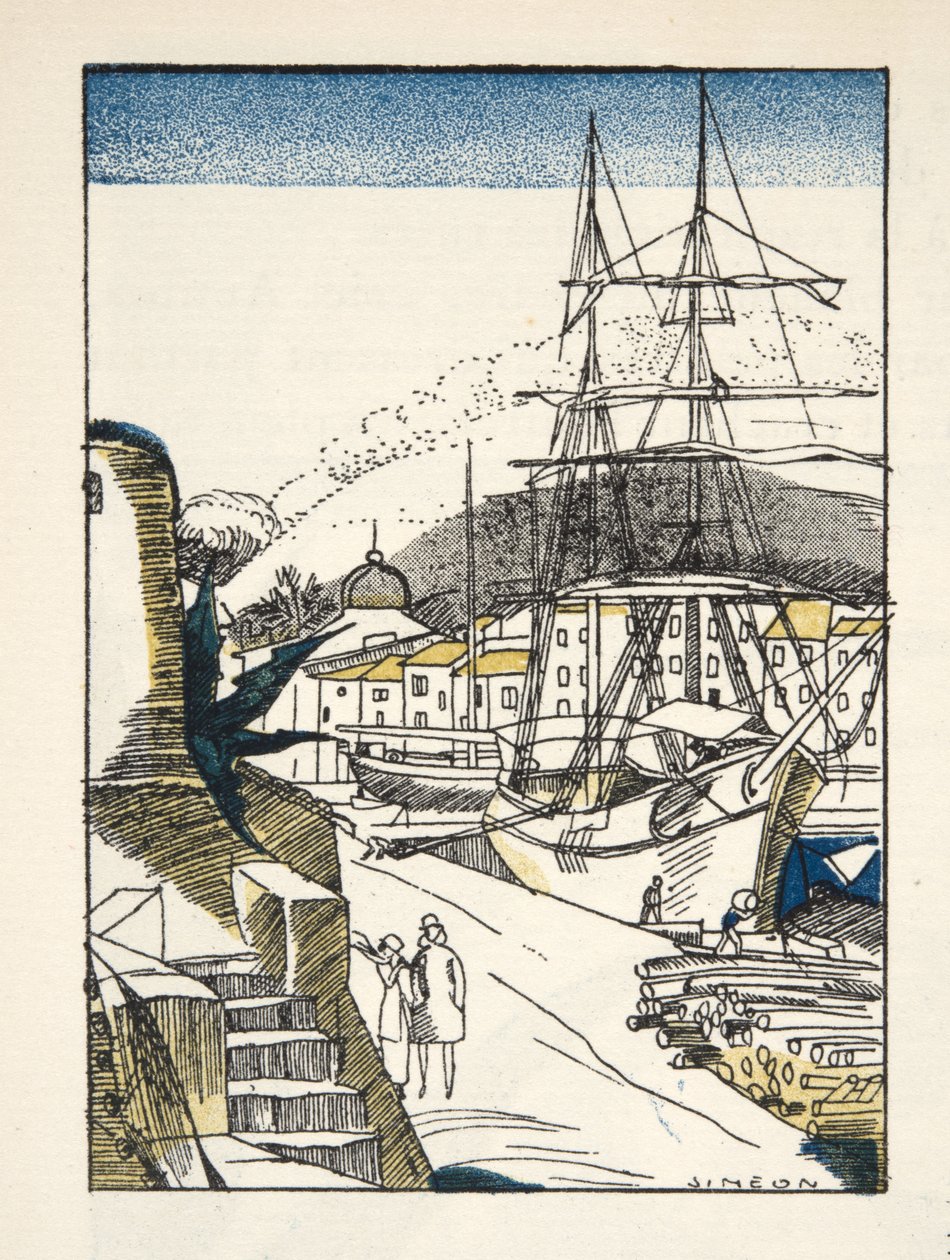 St Tropez z Gazette de Bon Ton, hospoda. 1920 (tisk šablony) od Fernand Siméon