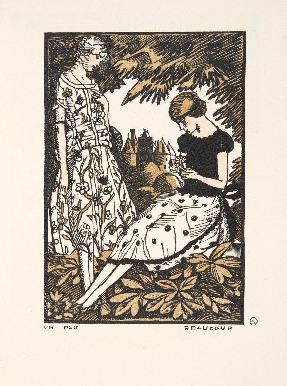 Trochu, hodně, ze sbírky módních talířů, 1920 (potisk šablony) od Fernand Siméon