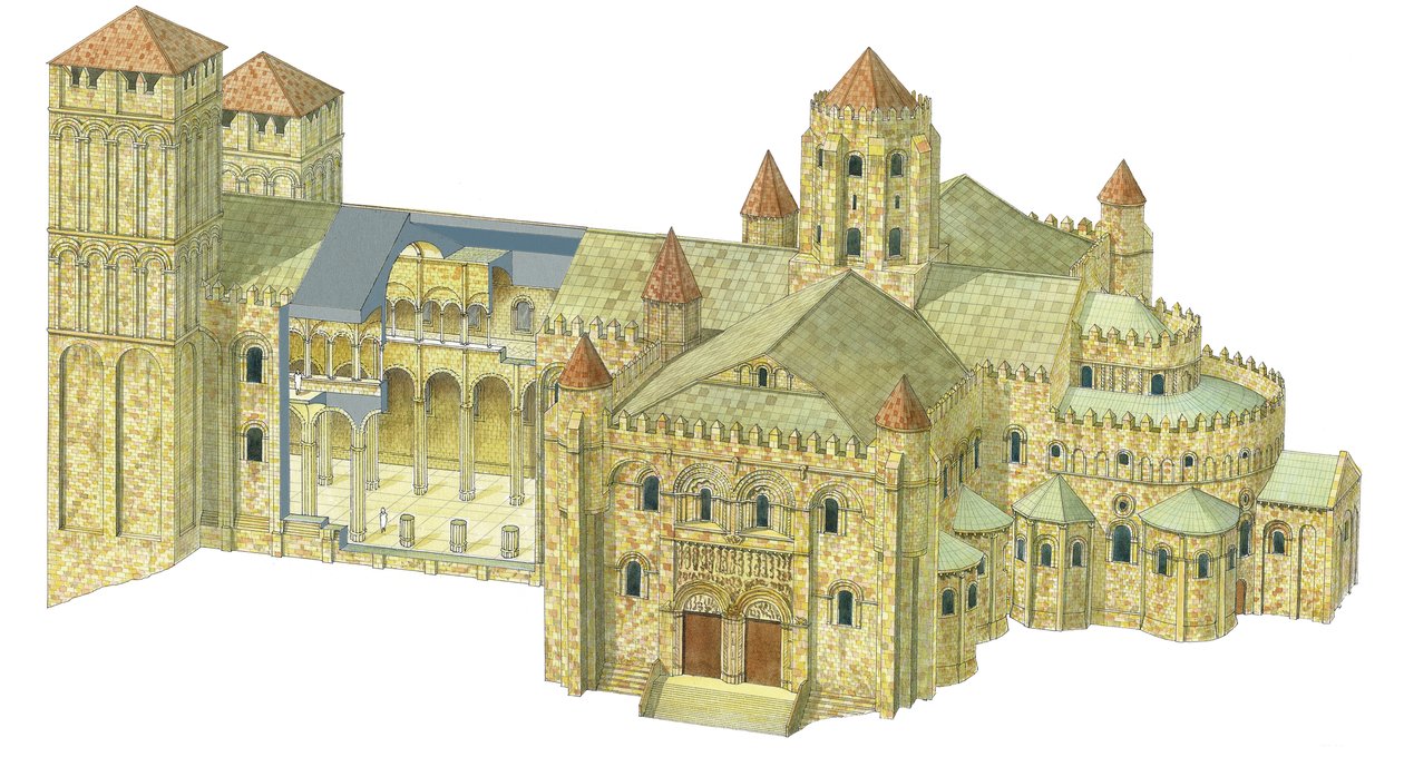 Románská katedrála Santiago de Compostela. rekonstrukce. Španělsko od Fernando Aznar Cenamor