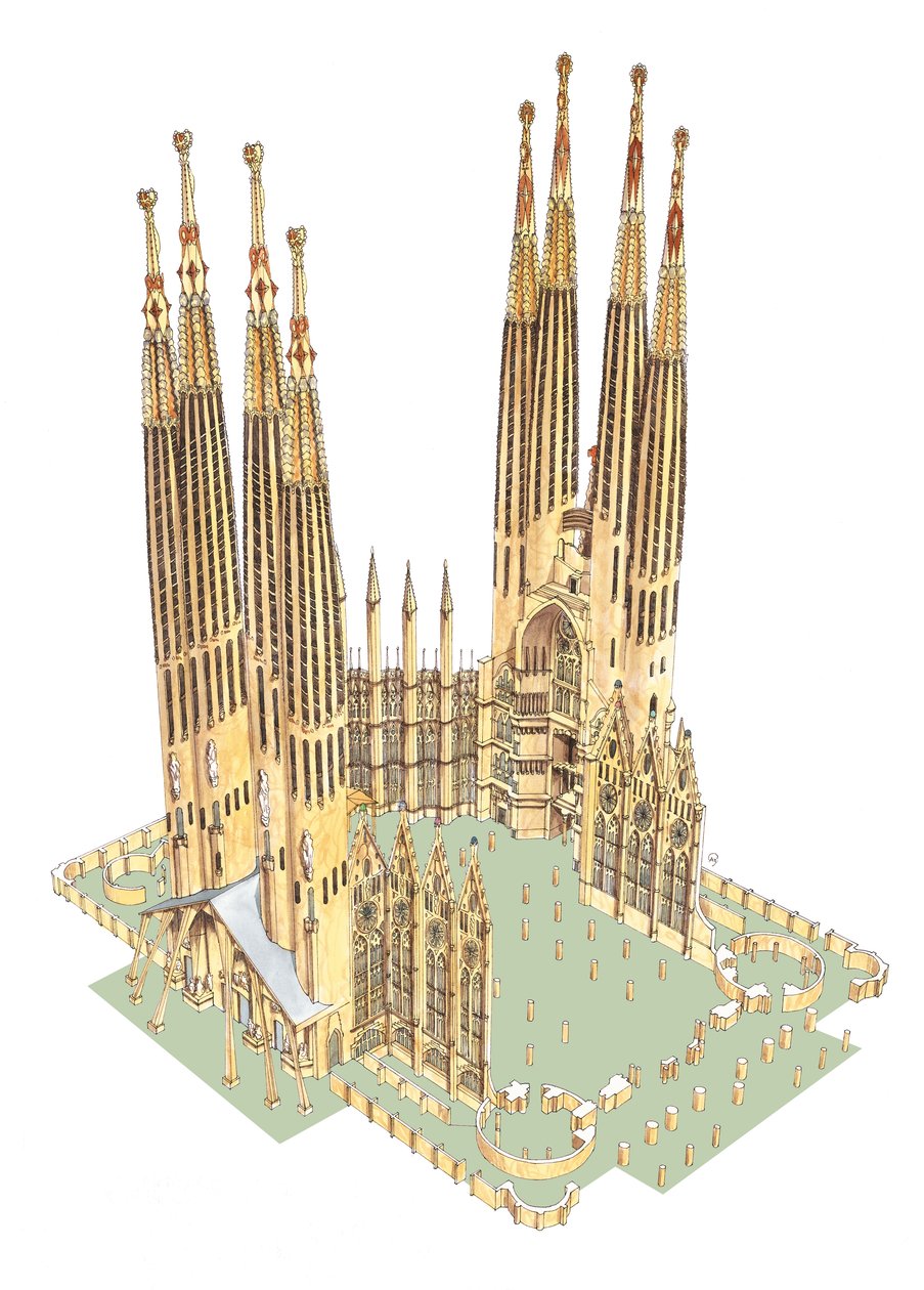 Svatá rodina, Antonio Gaudi. Barcelona, Španělsko od Fernando Aznar Cenamor