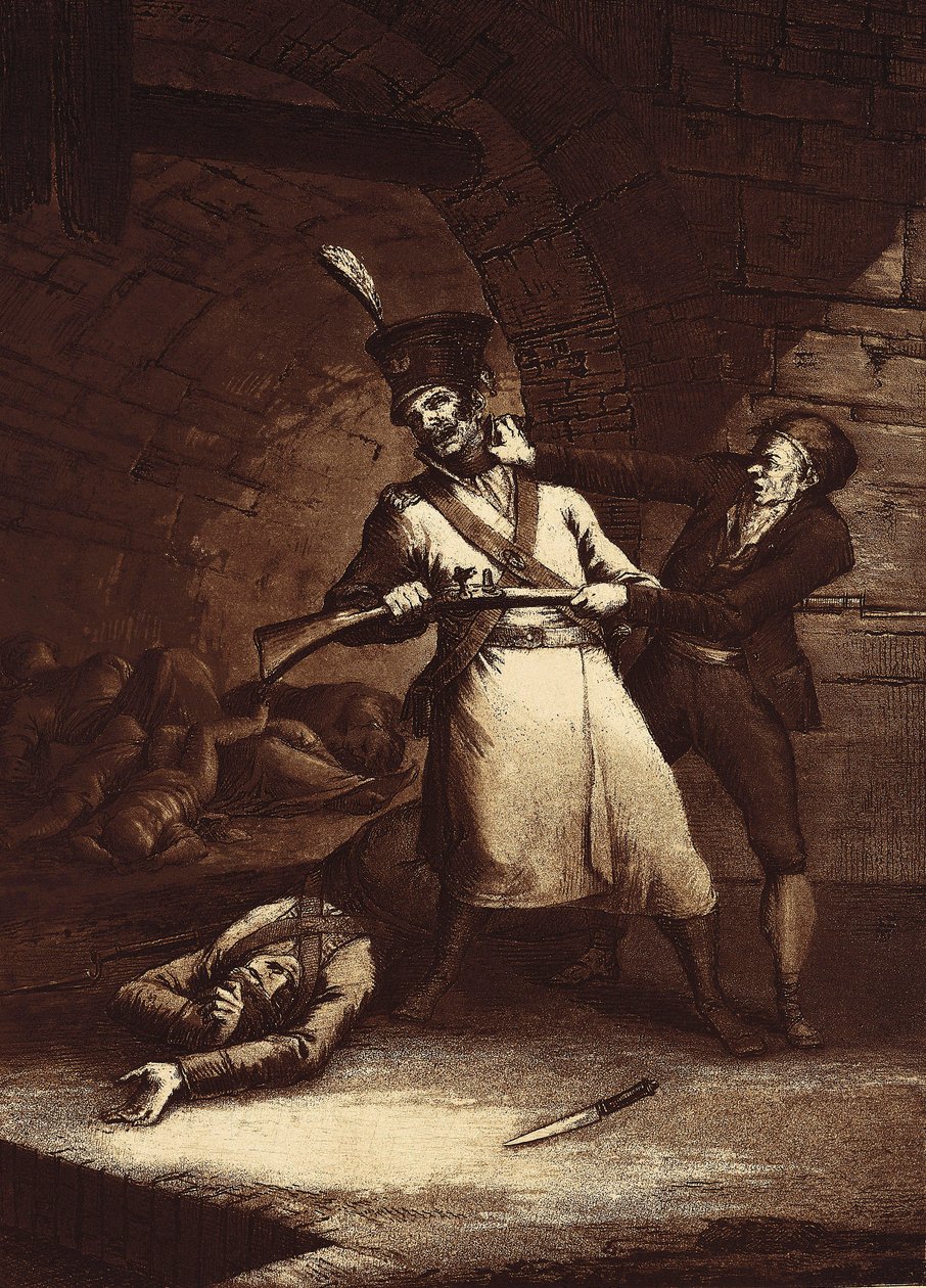 José de la Hera se vzbouřil proti jednomu z vojáků napoleonské armády, c. 1812-13 (lept) od Fernando Brambila