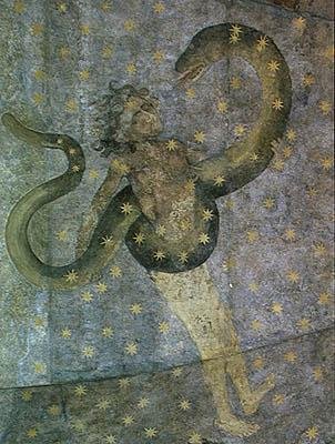 Muž a had, detail z Cielo de Salamanca, c.1480-90 od Fernando Gallego