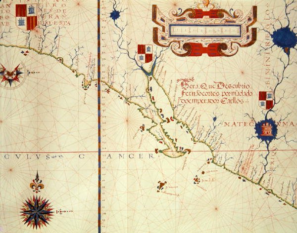 Fol.15 Mapa Mexika a dolní Kalifornie, z atlasu, 1571 od Fernao Vaz Dourado