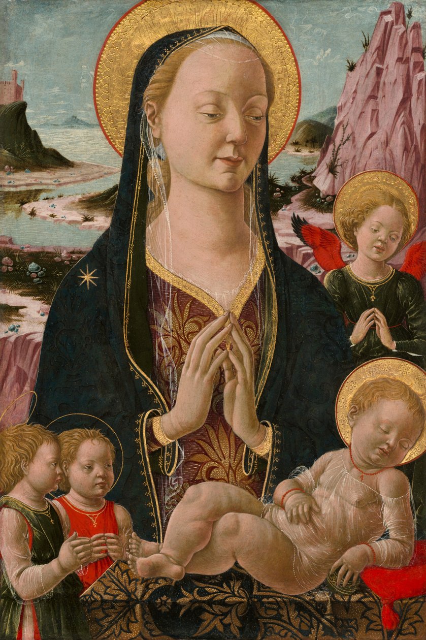 Madonna a dítě s anděly od Ferrarese 15th Century