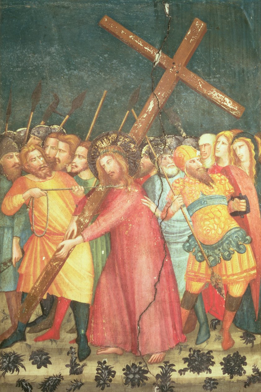 Kristus nese svůj kříž na cestě na Kalvárii (freska) od Ferrer Bassa