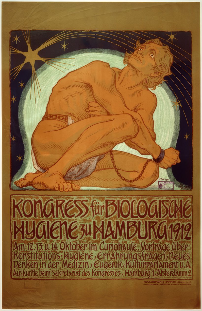 "Kongres pro biologickou hygienu v Hamburku 1912" / Fidus / plakát, 1912 od Fidus