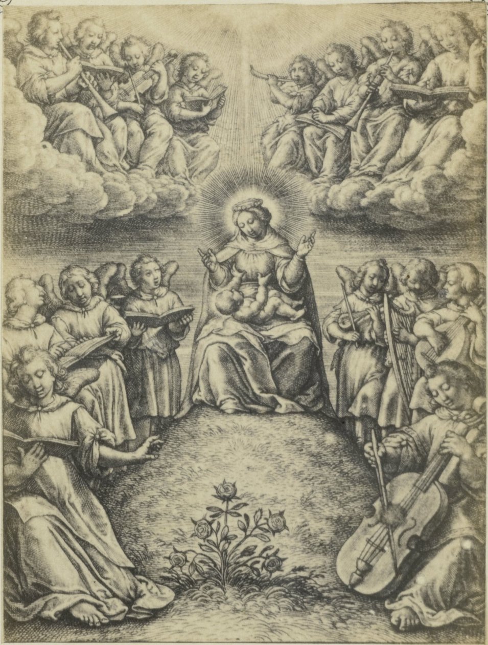 Fotoreprodukce z hlubotisku Le concert des anges door Hieronymus Wierix Koncert andělů od Fierlants