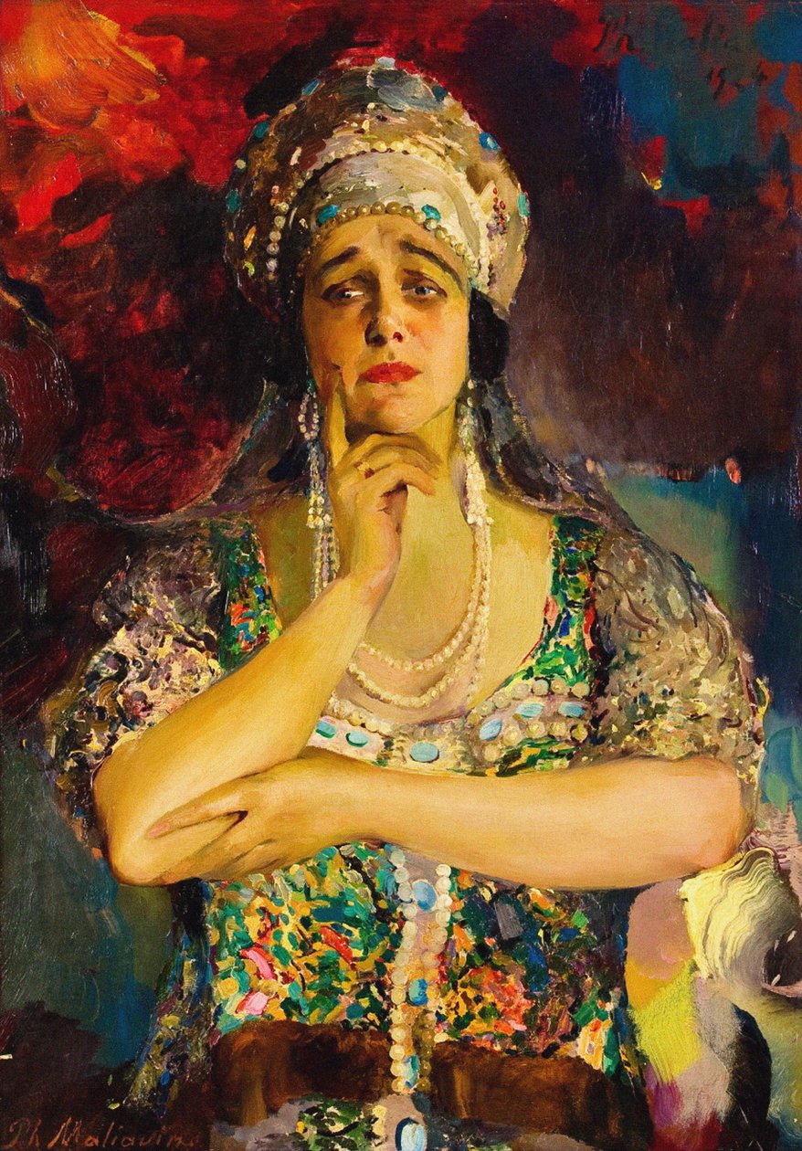 Portrét zpěvačky Naděždy Plevitské, 1924 od Filipp Andreevic Maljavin