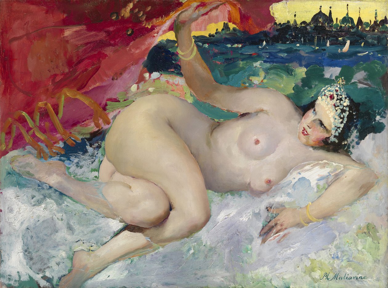 ""Danae"" Obraz Filippa Andreeviče Maliavina (Maliavine) (nebo Andreyevich Malyavin) (1869-1940) Soukromá sbírka od Filipp Andreevich Maliavin