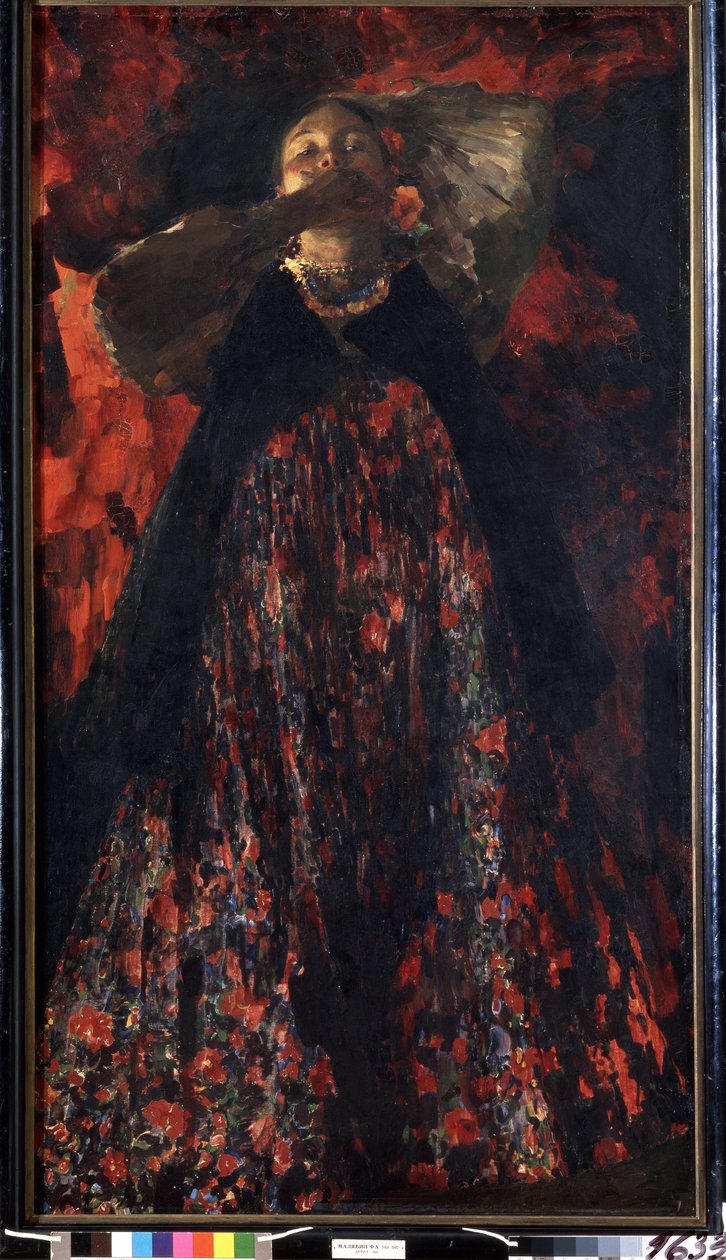 Dívka (A Girl). Selka v kroji. Obraz Filippa Andreeviče Maliavina (Maliavine) (nebo Andrejeviče Malyavina) (1869-1940), olej na plátně od Filipp Andreevich Maliavin