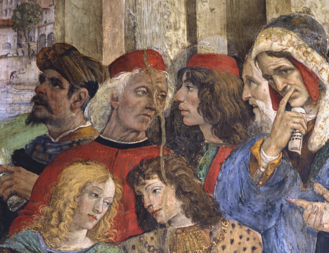 Detail ze sporu svatého Tomáše, kaple Carafa, Santa Maria sopra Minerva, Řím, 1488-93 od Filippino Lippi